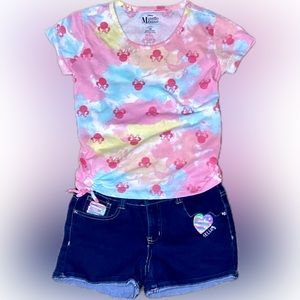 Disney Minnie Mouse Top and Delia’s Girl Shorts EUC